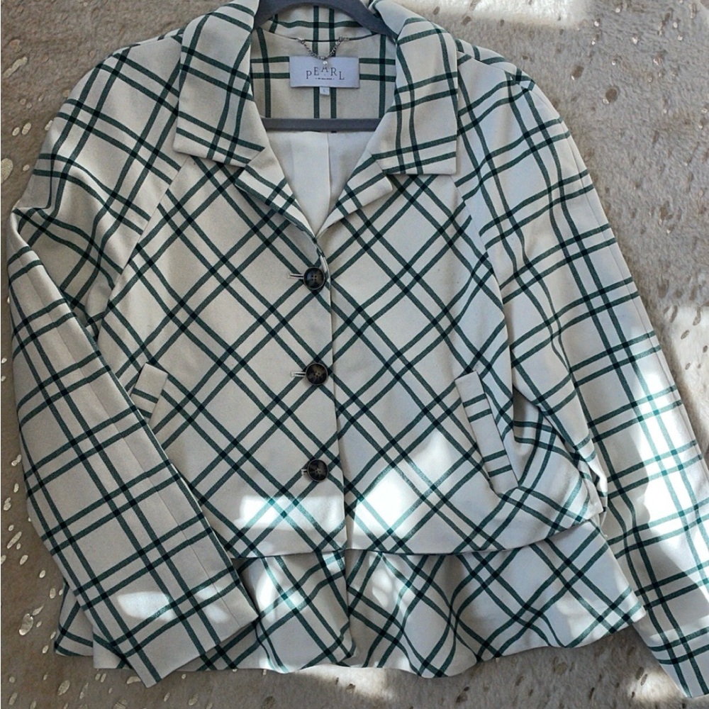 Pearl by Lela Rose Oversize Plaid Jacket L - Picture 6 of 9